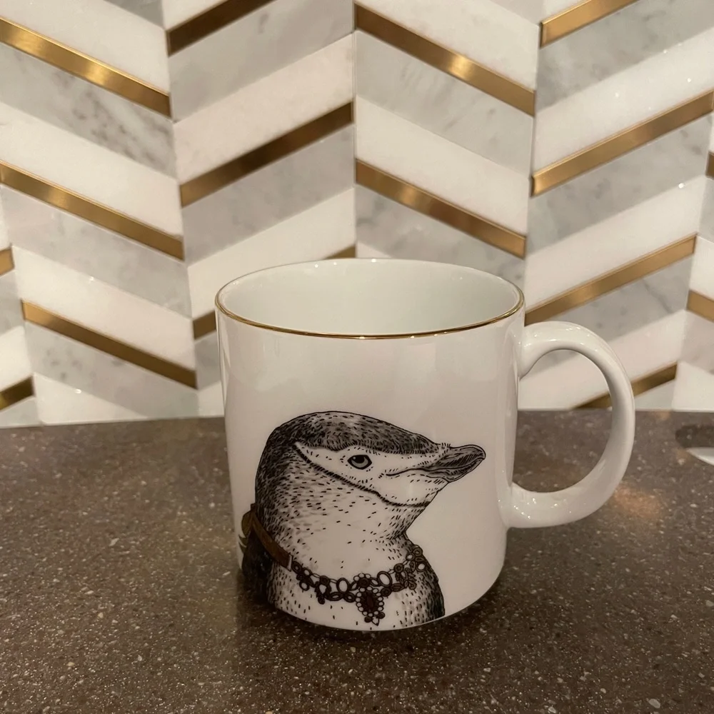WEST ELM Gilded Dapper Animal Complete Mug Set of (4)